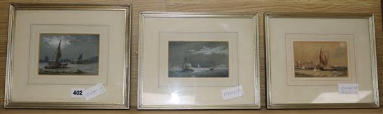 19th century English School Evening harbour scenes 4 x 5.75in. approx.